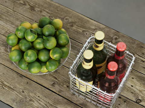  果盘 橘子 饮料su模型 