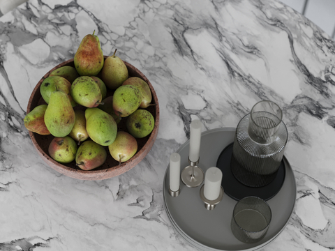  水果 果盘 梨子su模型 