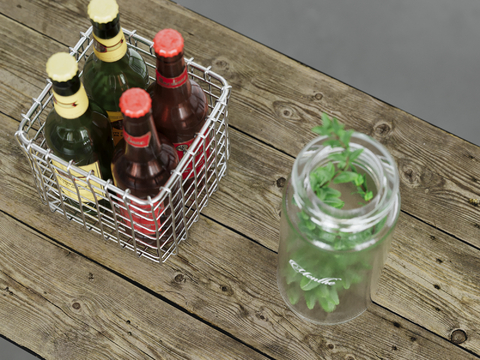  酒水 饮料 果篮 瓶子su模型 