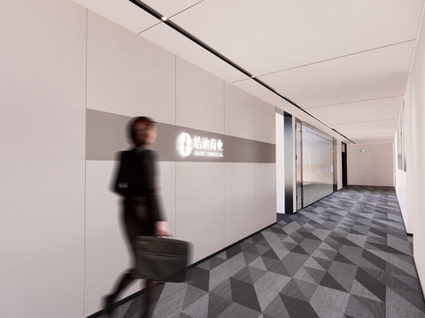  办公区走廊su模型 