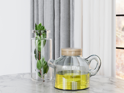  茶壶 杯子 薄荷su模型 