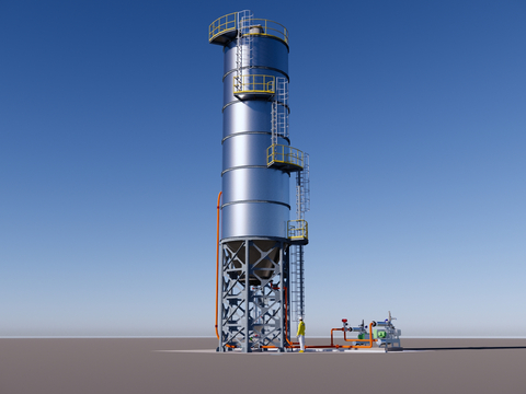  180m³熟化筒仓su模型 