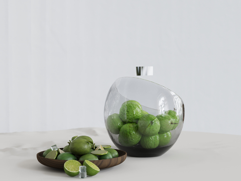  水果 果盘 柠檬su模型 