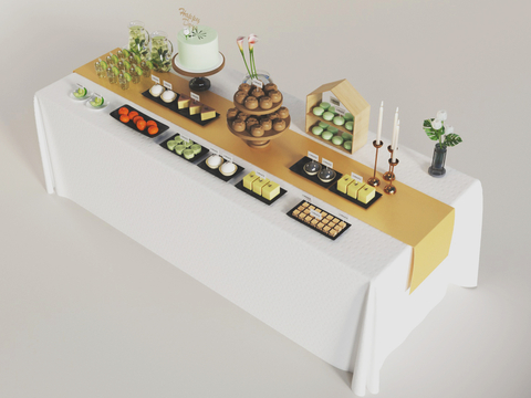  甜品 食品 甜品台su模型 