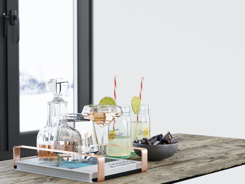  水果 酒具 饮料su模型 