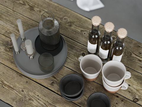  酒具 杯子 饮料su模型 