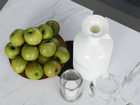  果盘 青苹果 壶su模型 