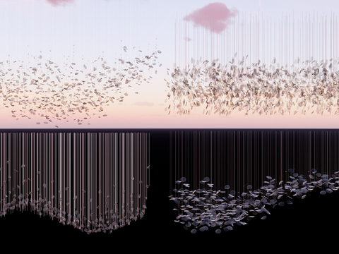  波纹水晶吊灯 波浪吊灯su模型 