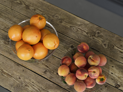  水果 果盘 橙子 桃子su模型 