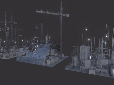  建筑工地 建筑塔吊su模型 