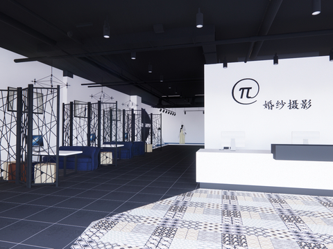  现代婚纱店su模型 