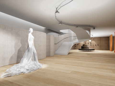  现代婚纱店su模型 