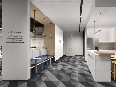  办公走廊su模型 