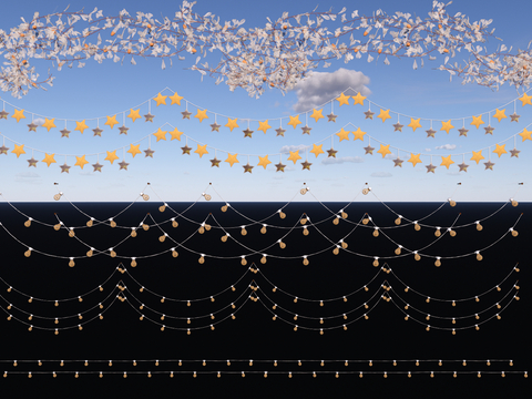  星星灯 挂树灯 氛围灯 星光灯su模型 