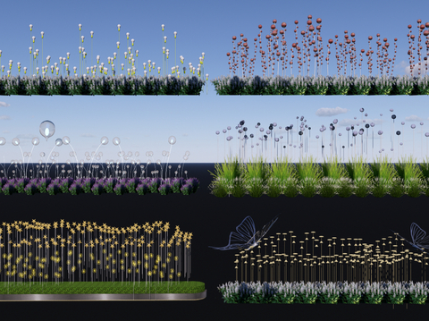  现代景观灯 星星灯 麦穗植物灯su模型 