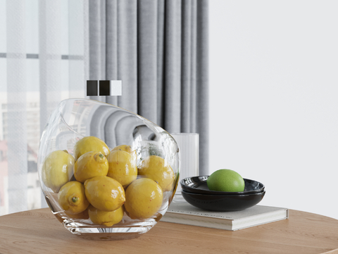  水果 果盘 柠檬su模型 