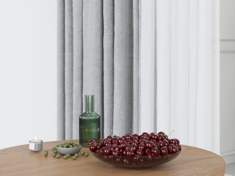  水果 果盘 车厘子 蜡烛su模型 