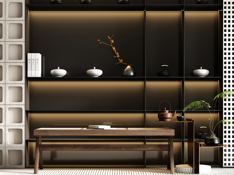  新中式沙发凳 床尾凳su模型 