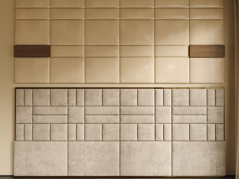  现代床头软包 床头靠背su模型 