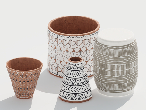  侘寂罐子 茶叶罐 酒坛su模型 