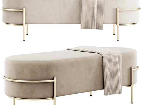  现代沙发凳 床尾凳su模型 