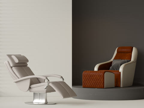  现代皮革按摩椅su模型 