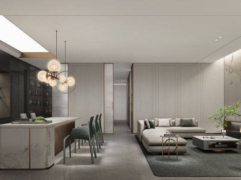  Minotti 客餐厅su模型 