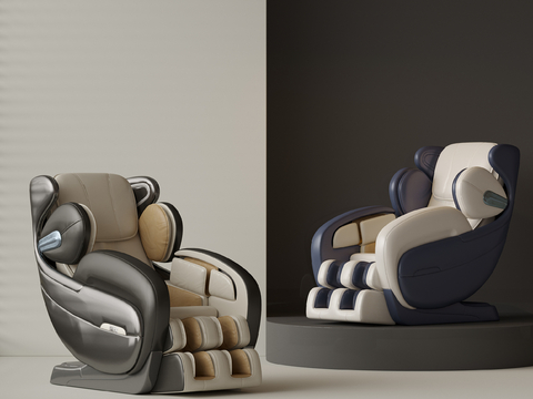  现代皮革按摩椅su模型 