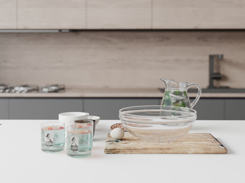  菜板 鸡蛋 茶壶 杯子 碗su模型 