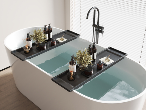  伸缩浴缸架 置物板su模型 