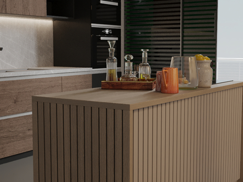  现代调料 茶壶 柠檬su模型 