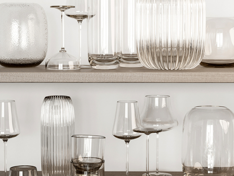  现代酒杯 水杯 餐具 玻璃杯su模型 