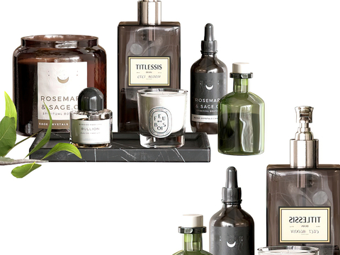  现代卫浴用品 洗护用品su模型 