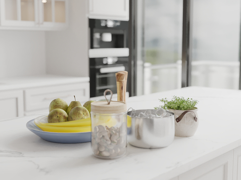  果盘 梨子 盆栽 调料su模型 