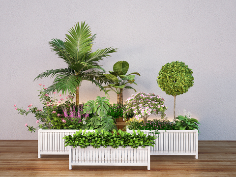  植物堆 花箱 花坛su模型 