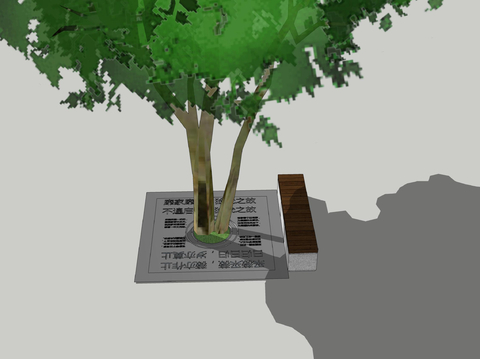  现代树池su模型 