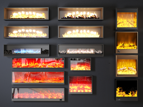  现代壁炉 火炉 火焰su模型 