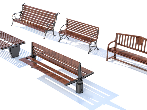  公园长椅 休息长椅 路边长椅su模型 