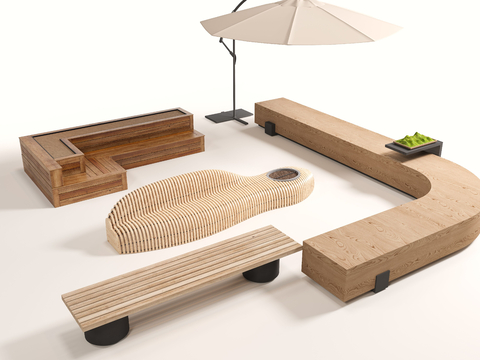  户外椅 异形椅 公园椅 景观座椅su模型 