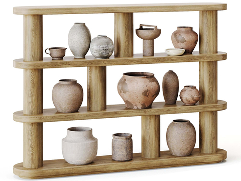  侘寂陶罐 花瓶 器皿su模型 