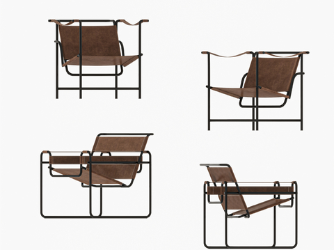 皮革躺椅 休闲躺椅su模型 