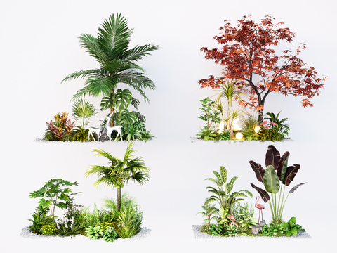  植物造景 植物堆 组团绿植su模型 