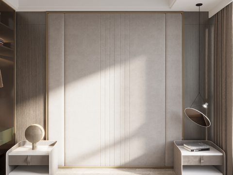  床头硬包 软包 墙板su模型 