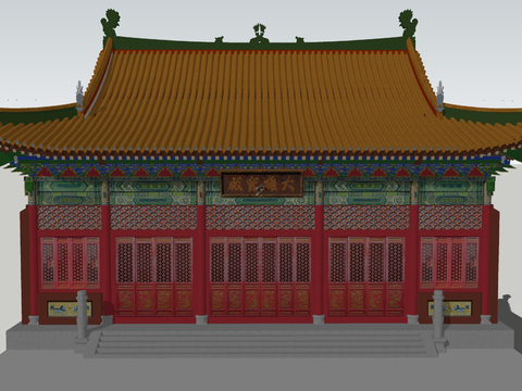  古建阁楼 寺院 寺庙su模型 