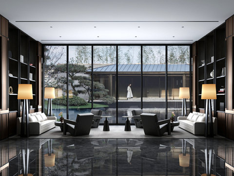  现代售楼处 售楼中心su模型 