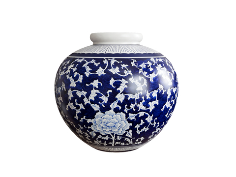  中式瓷罐 青花瓷su模型 