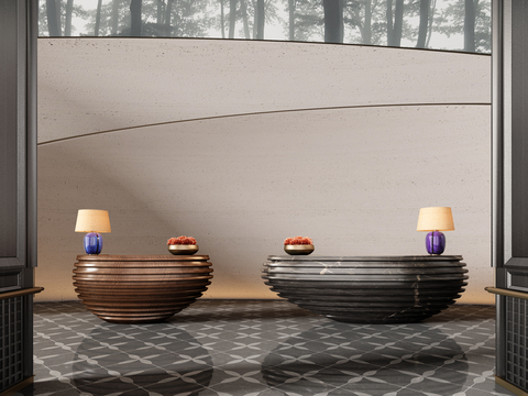  现代大堂 接待台 前台su模型 