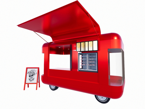  户外小吃车su模型 