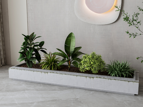  植物花箱 花槽 花钵 植物堆su模型 