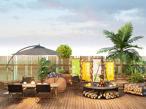  户外桌椅 露营桌椅 围炉煮茶su模型 